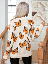 Loose Butterfly Jacquard Sweater