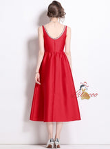 Hand-drilled Silm Waist Sling Dress