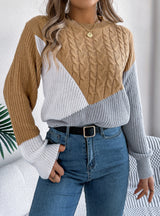 Leisure Contrast Twist Long Sleeve Sweater