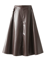 High Waist PU Leather Solid Color Skirt