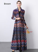 Pleats Loose Large Print Dress Coat