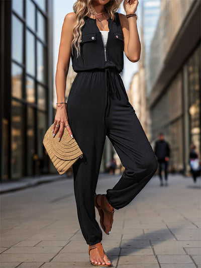 Black Sleeveless Long Jumpsuit