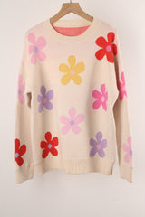 Multicolored Flowers Long Sleeve Sweater