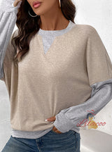 Round Neck Stitching Casual Loose T-shirt