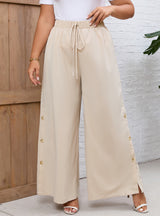 Split Elastic High Waist Wide-leg Pants