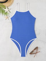 Sexy Solid Color One-piece Drawstring Backless Bikini