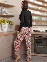 Printed Long Sleeve Leopard Print Trousers Pajamas Set