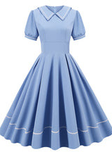 Short-sleeved Slim Mid-length Hepburn Retro Dress