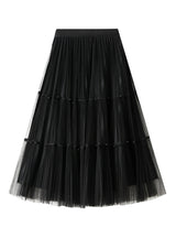 Beaded Gauze Pleated Skirt