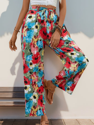 Bohemian Holiday Print Straight Pants