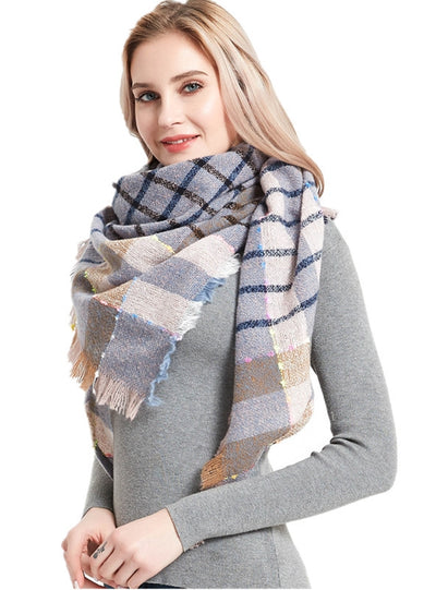 Plaid Scarf Polyester Triangle Scarf