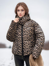 Leopard Print Loose Cotton-padded Jacket Coat