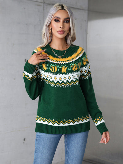 Christmas Print Round Neck Sweater