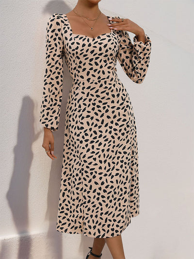 Long Sleeve Leopard Print Dress