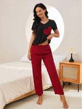 Heart-shaped Printed Short-sleeved Pajamas Set