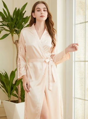 Women Silk Long Robe Pajama