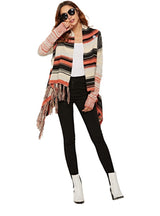 Women Fringed Sweater Coat