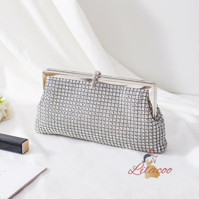 Diamond-studded Shiny Rhinestone Chain Clutch Bag