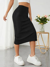 Black Split Elastic Skirt