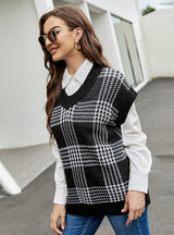 Loose V-neck Sleeveless Knit Vest Sweater