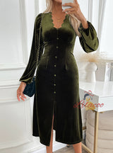 Medium Length Velvet Party Dress