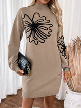 Long Sleeve High Neck Floral Sweater