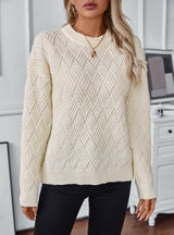 Solid Color Twist Round Neck Sweater