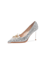 Sequined Crystal Metal Wedding Shoes