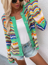 Women Loose Rainbow Striped Sweater