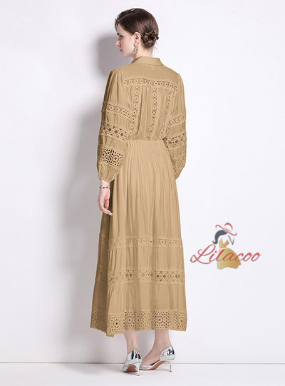 Lapel Splicing Lantern Sleeve Shirt+Skirt Suit