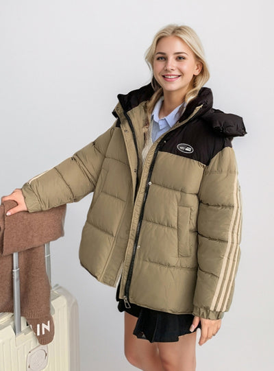 Spliced Short Cotton-padded Jacket Coat