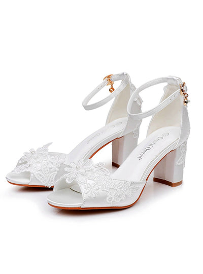 7 cm Shallow Lace Flower Sandals