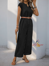 Stand-up Collar Solid Color Straight Jumpsuit