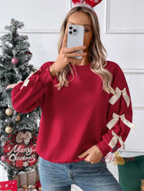 Round Neck Bow Red Christmas Top