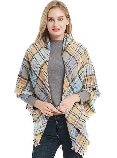 Women Small Plaid Square Scarf