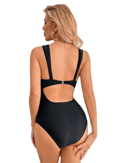 Lace V-neck One-piece Bikini