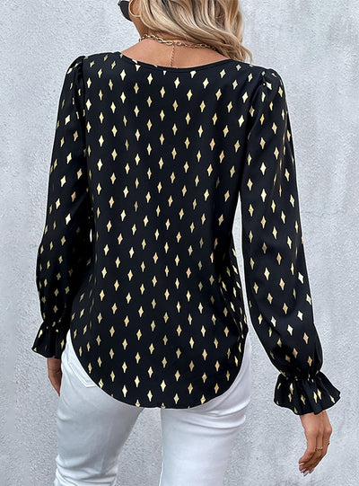 Long-sleeved Shirt Black Bronzing Shirt