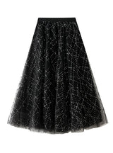 Sequined Pleated Gauze Skirt