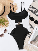 Sexy One-piece Black and White Contrast Bikini