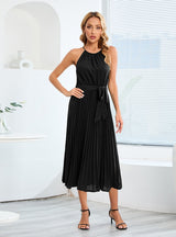 Sexy Sleeveless Pleated Halter Dress