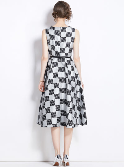 Retro Plaid Sleeveless Slim Dress