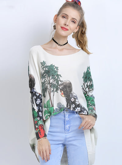 Loose Large Size Print Sweater