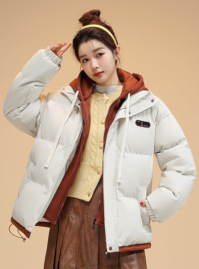 Fake Two-piece Hooded Padded Cotton-padded Coat