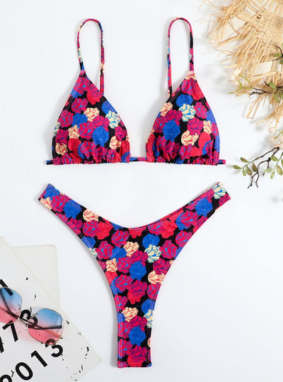 Sexy Rose Printed Swimsuit