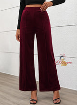 High Waist Velvet Wide-leg Pants