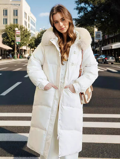 Medium and Long Over-the-knee Loose Hooded Padded Jacket