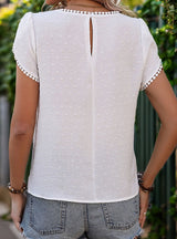 Short-sleeved Lace Stitching Top Shirt