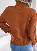 Turtleneck Twist Lantern Sleeve Sweater