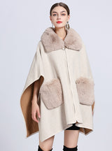 Fall/winter Fur Collar Cardigan Coat Shawl Cloak