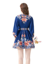 Palace Wind Lantern Sleeve Printed Mini Dress